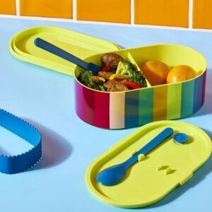 TABITHA BROWN NWT stripe bento box w/ fork & spoon